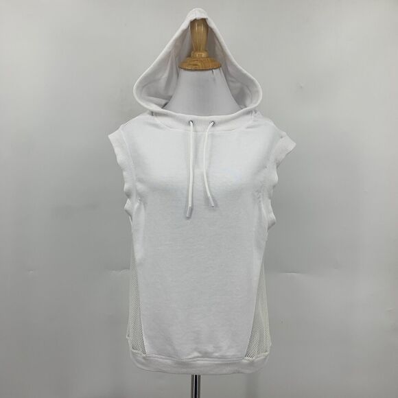 Fabletics Hoodie Womens L Large White Mesh Panel Terry Sudadera Sirena Pullover - Picture 2 of 15